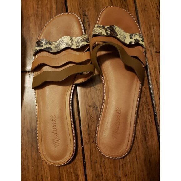 Madewell The Wave Slide Leather Sandal Snakeskin Womens Shoes Size 8.5 Pre-Owned - Picture 4 of 13